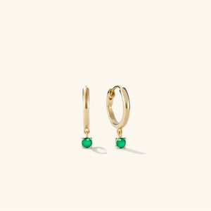 New Mejuri Round Green Agate Hoops